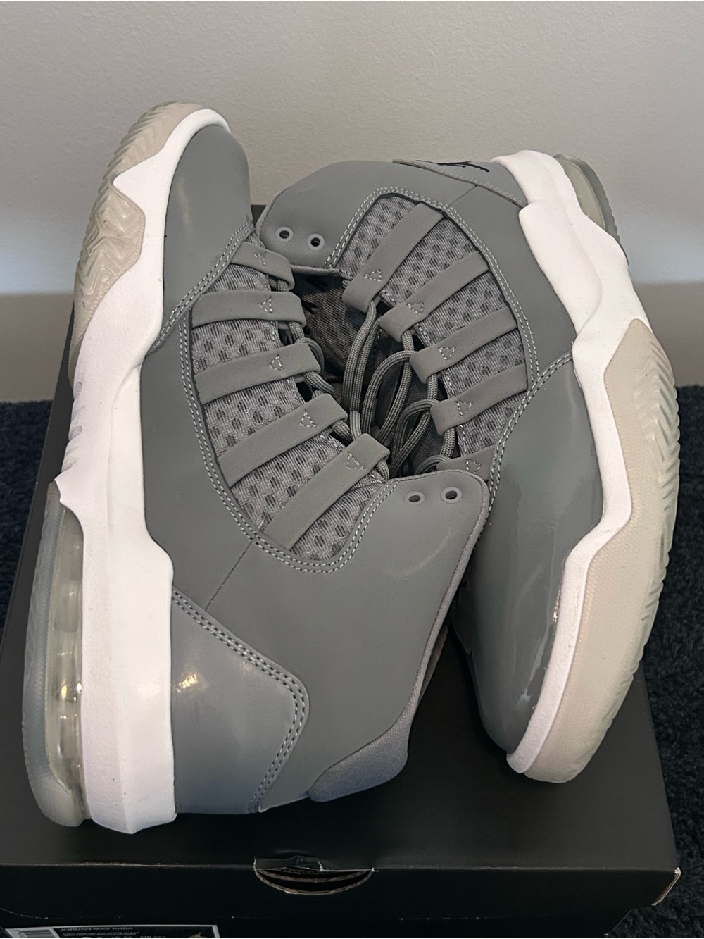 Jordan Men's Athletic Shoes - Gray Patent and White Midsole - Picture 5 of 7